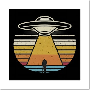 Retro vintage UFO  abduction Posters and Art